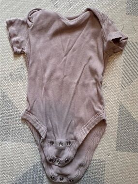 Quince Mushroom Softest Rib Short-Sleeve One-Piece Bodysuit 9-12M